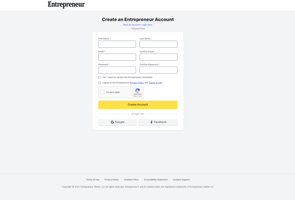 How do I create an Entrepreneur account?